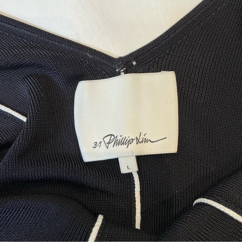 3.1 PHILLIP LIM V-Neck Tank Lux Viscose Midi Dress with Piping Trim Size Large - Picture 15 of 16